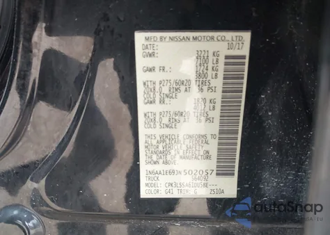 2018 Nissan Titan Sv from USA, damaged, VIN 1N6AA1E69JN502057